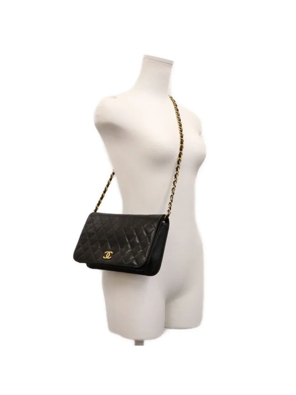 Chanel Black Lamb Full Flap Gold Push Lock Quilted 23